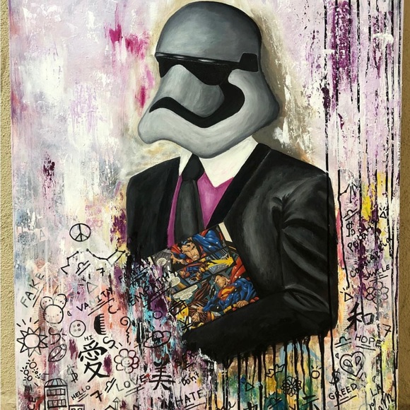 "Meet Mr Karl" 2018 - Mixed media original artwork by yours truly - 40x30 Canvas - Picture 3 of 13